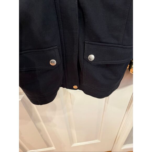Lauren Ralph Lauren Black Jersey Funnel Neck Zip Button Jacket sz L EUC - Picture 9 of 9
